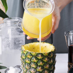Pineapple drink with coconut cranberry syrup step by step